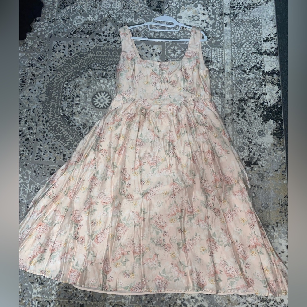 Lulu's Darling Adoration Blush Floral Midi Dress